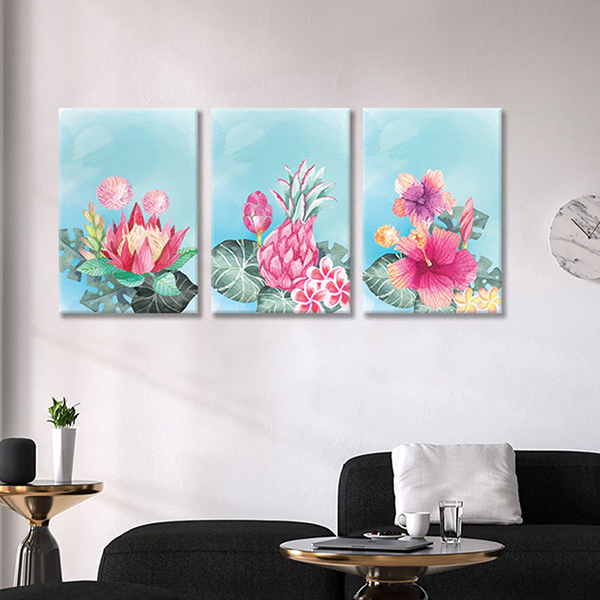 Bộ 3 Tranh Canvas "Sắc Hoa" - W136