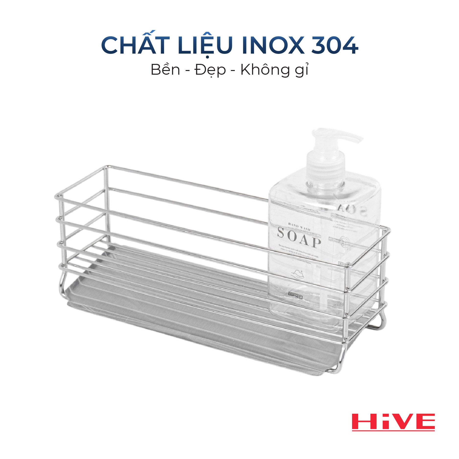 Kệ đựng dụng cụ rửa chén HiVE (HPH-SPAT RACK 304) (Kèm hộp nhựa + khay inox)