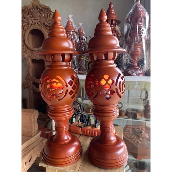 Đèn Thờ Gỗ Trạm chữ Phúc Lộc Thọ gỗ hương