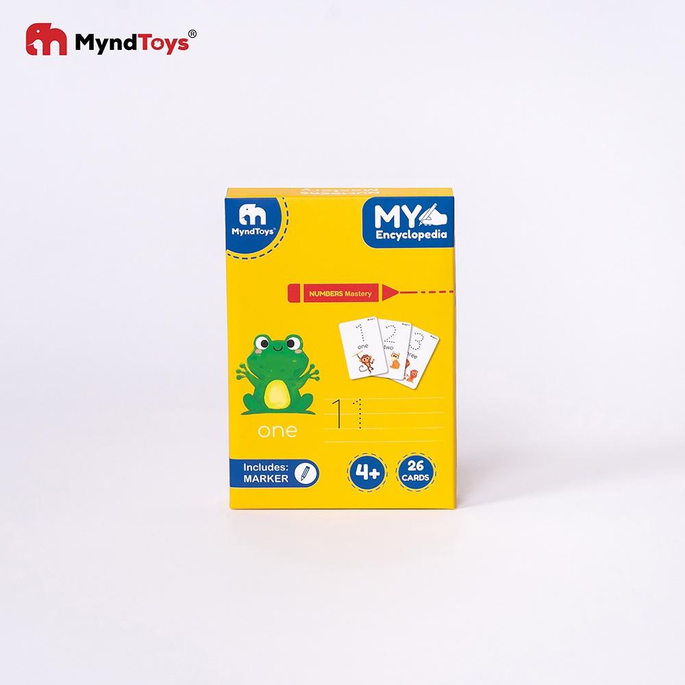 Bộ 26 thẻ dày luyện viết số Myndtoys Numbers Mastery cho bé nhận biết số từ 1-20 và 28 từ vựng tiếng Anh các đồ vật