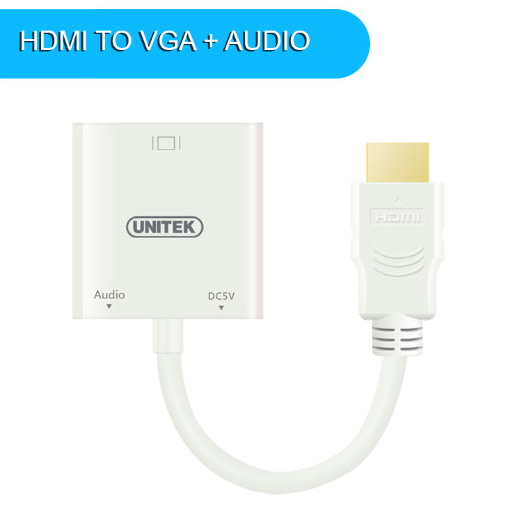 Cáp chuyển HDMI to VGA Unitek Y-6333 Hàng chính hãng