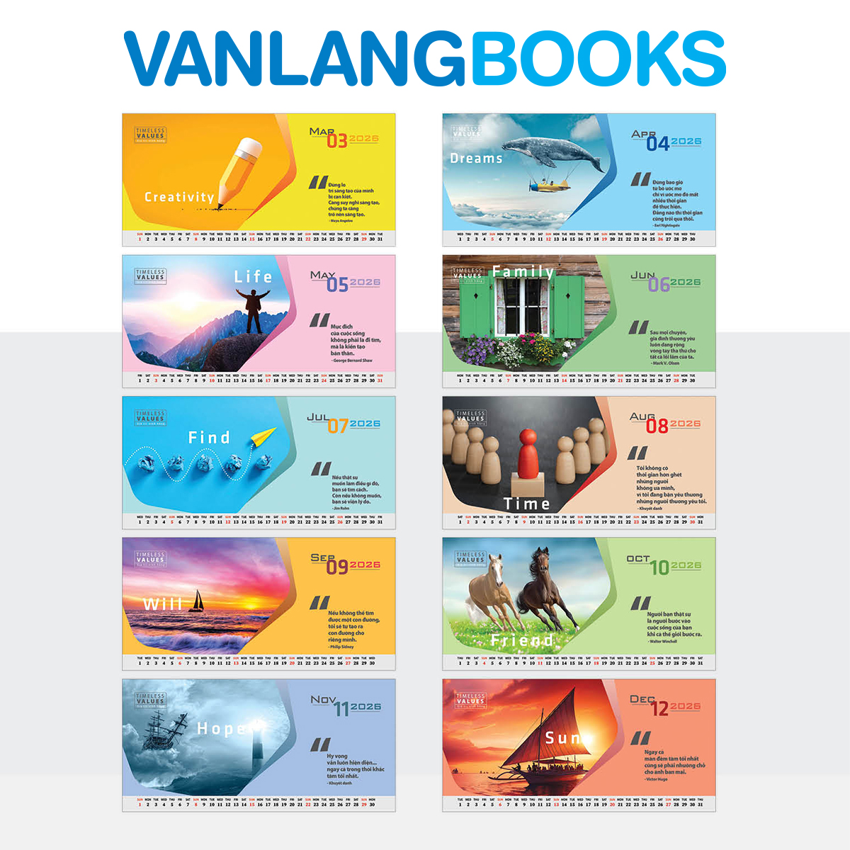 Lịch Bàn 2026 Vanlangbooks - Giá Trị Vĩnh Hằng (VLLB13)