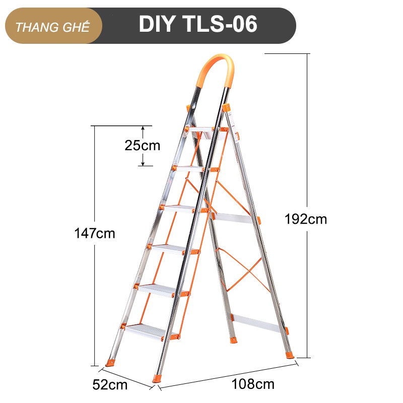 Thang ghế Inox 4 bậc 92cm DIY TLS-04 Hàng chính hãng - Tiêu chuẩn EN131