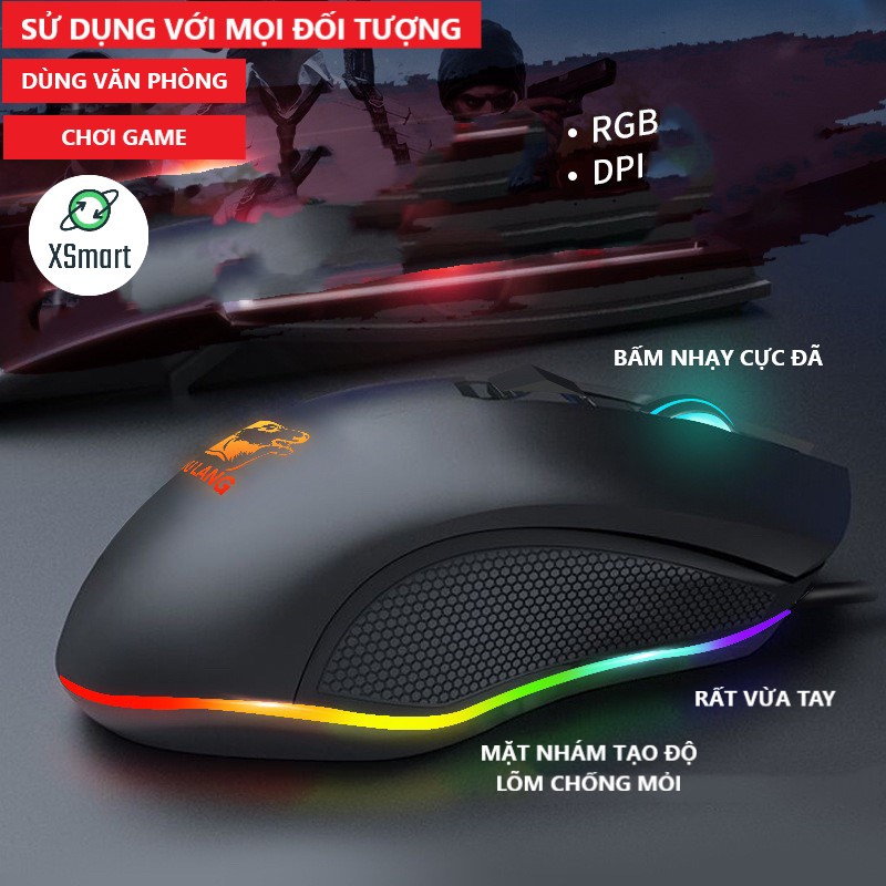 Chuột Máy Tính XSmart Free Wolf V1 LED RGB Chơi Game Tự Động Đổi Màu Cực Đẹp - Hàng Chính Hãng