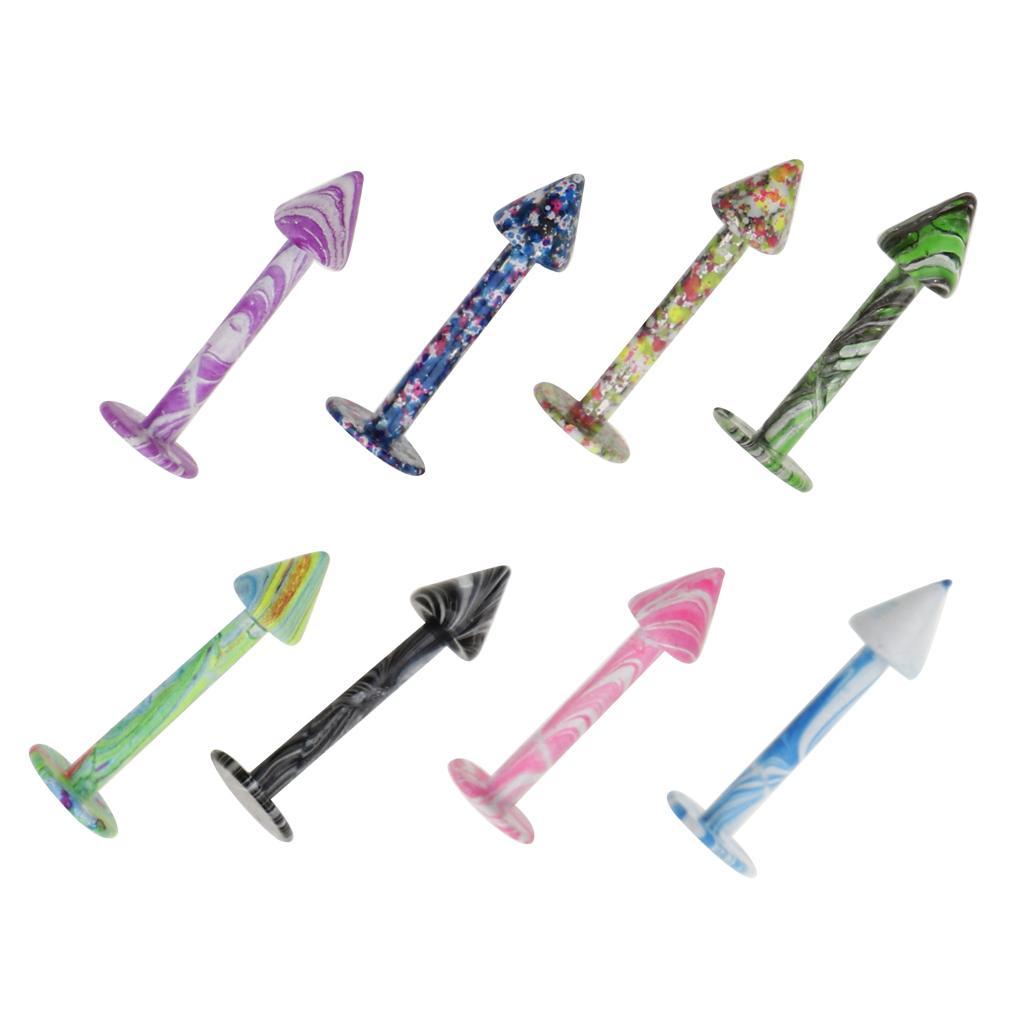 8 Pieces Stainless Steel   Labret Lip Bars  Barbell Piercing