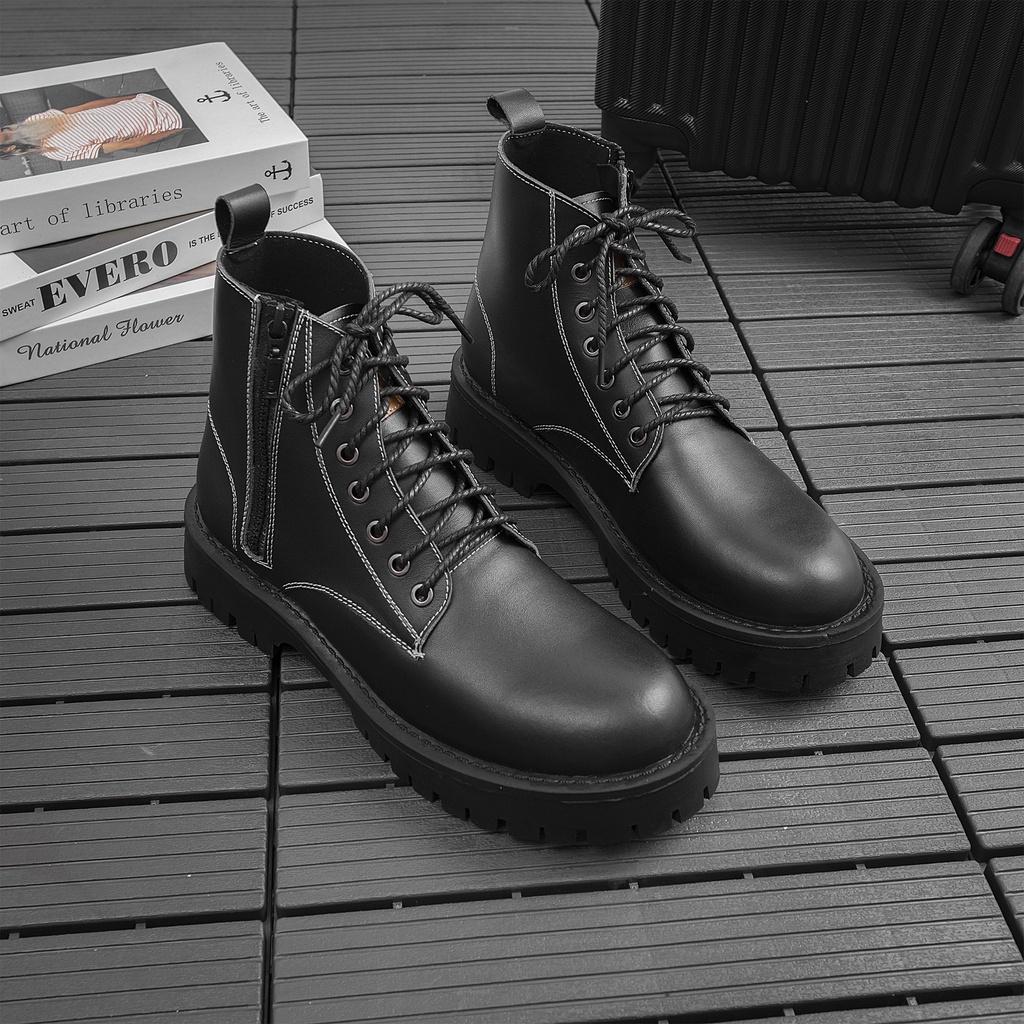 Giày Da Nam AROTI Combat Boot Cao Cổ Chất Da Bò Đẹp Cao Cấp,Đế Khâu Chắc Chắn, Tăng Chiều Cao 5cm  Đủ size  G611-N