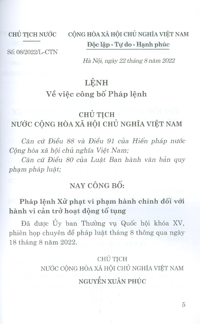 Pháp Lệnh Xử Phạt Vi Phạm Hành Chính Đối Với Hành Vi Cản Trở Hoạt Động Tố Tụng