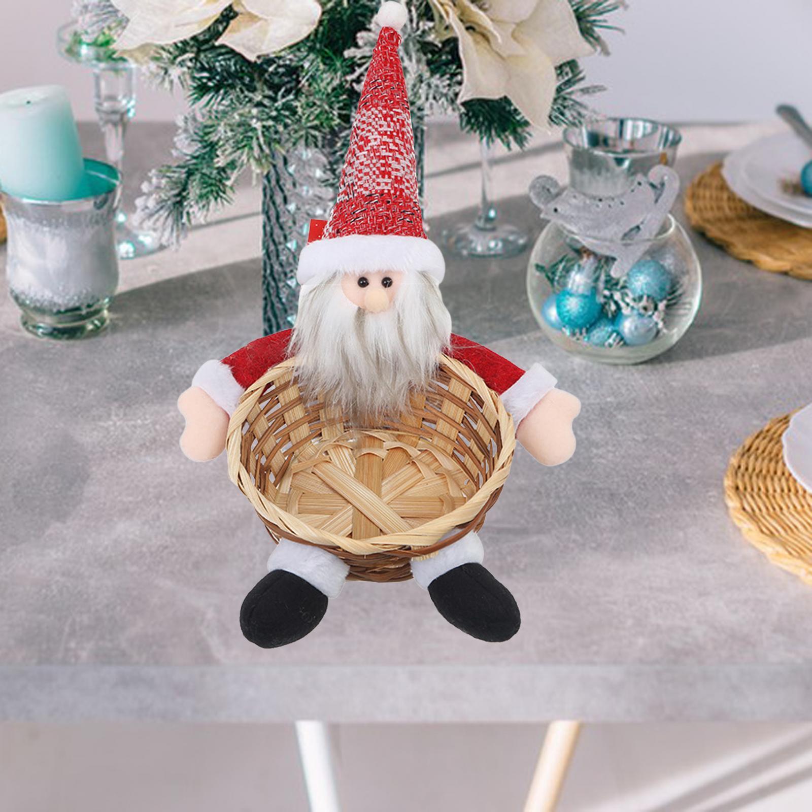 Hand Woven Basket Christmas Desktop Decoration, Christmas Storage Basket, Stylish Fruit Basket Food Basket for Kitchen