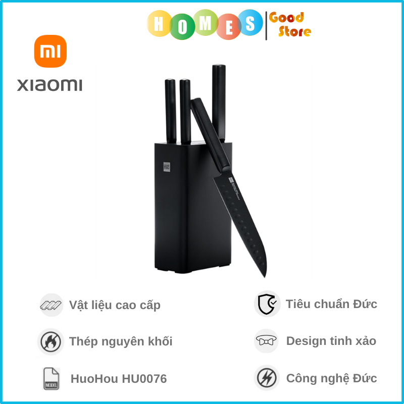 Bộ Dao Nhà Bếp Bằng Thép XIAOMI Huohou HU0076, Thép Không Gỉ Cao Cấp, 5 Món Kèm Hộp - Hàng Chính Hãng