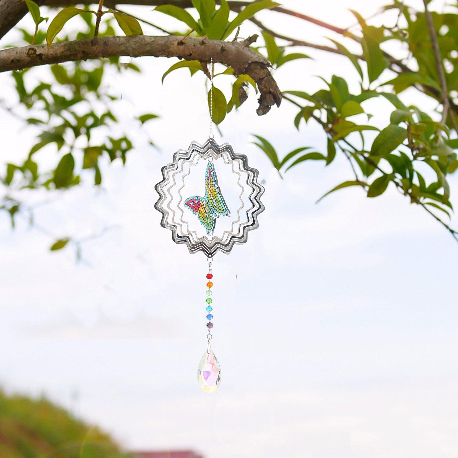 Bộ Tranh Đính Đá Tự Làm Hình Chuông Gió Bằng Acrylic Trang Trí Nhà Cửa