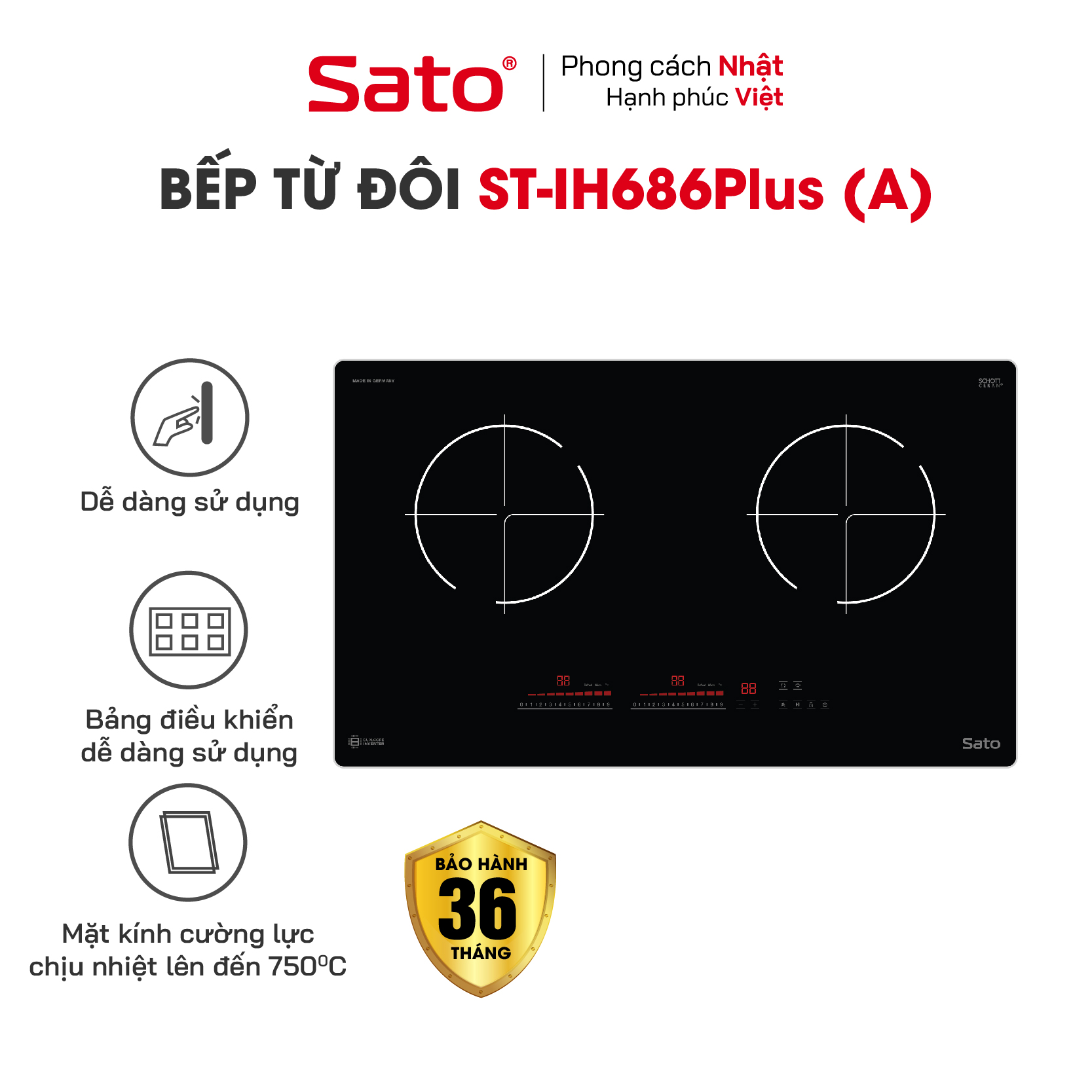 Bếp điện từ thông minh SATO IH686Plus (A) - Hàng chính hãng