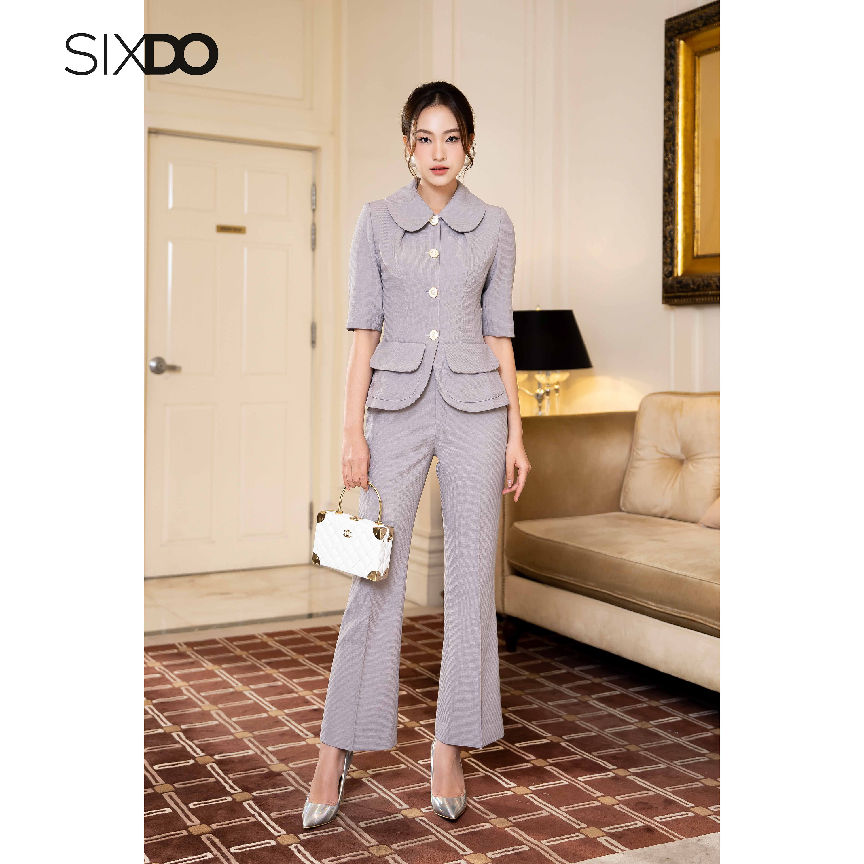 Quần công sở ống loe xám thời trang SIXDO