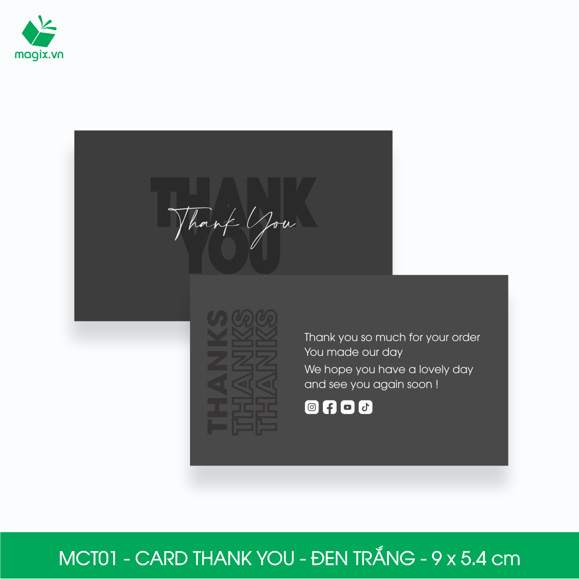 MCT01 - 9x5.4 cm - 1000 Card Thank you, Thiệp cảm ơn khách hàng, card cám ơn cứng cáp sang trọng