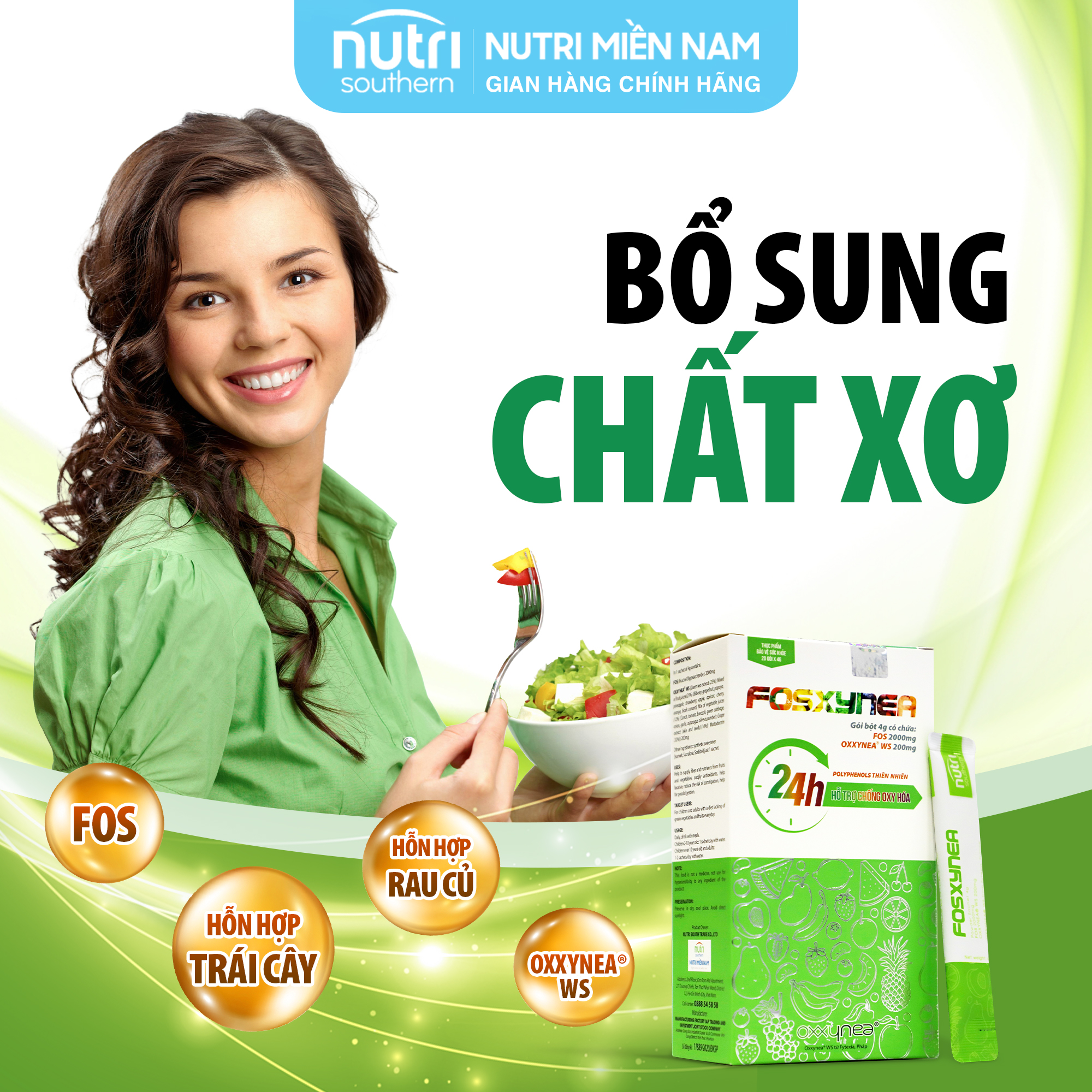 Ngân Hàng Chất Xơ Từ Rau Củ Quả FOSXYNEA - Chống oxy hóa, nhuận tràng và hạn chế táo bón