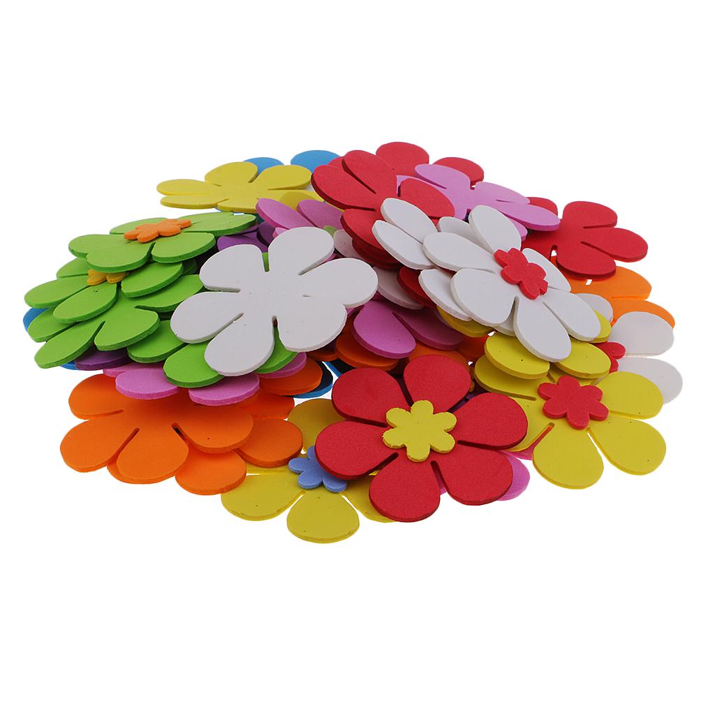 40 PC Hoa Hình Dạng Xốp Dán Trẻ Em Tôn Dáng Cho Sổ Lưu Nghệ Thuật Thủ Công