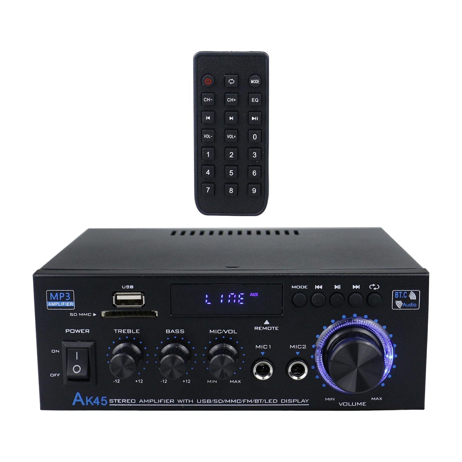 AK45 Audio Power Amplifier with Microphone 2.0 Channel HiFi Stereo Amplifier