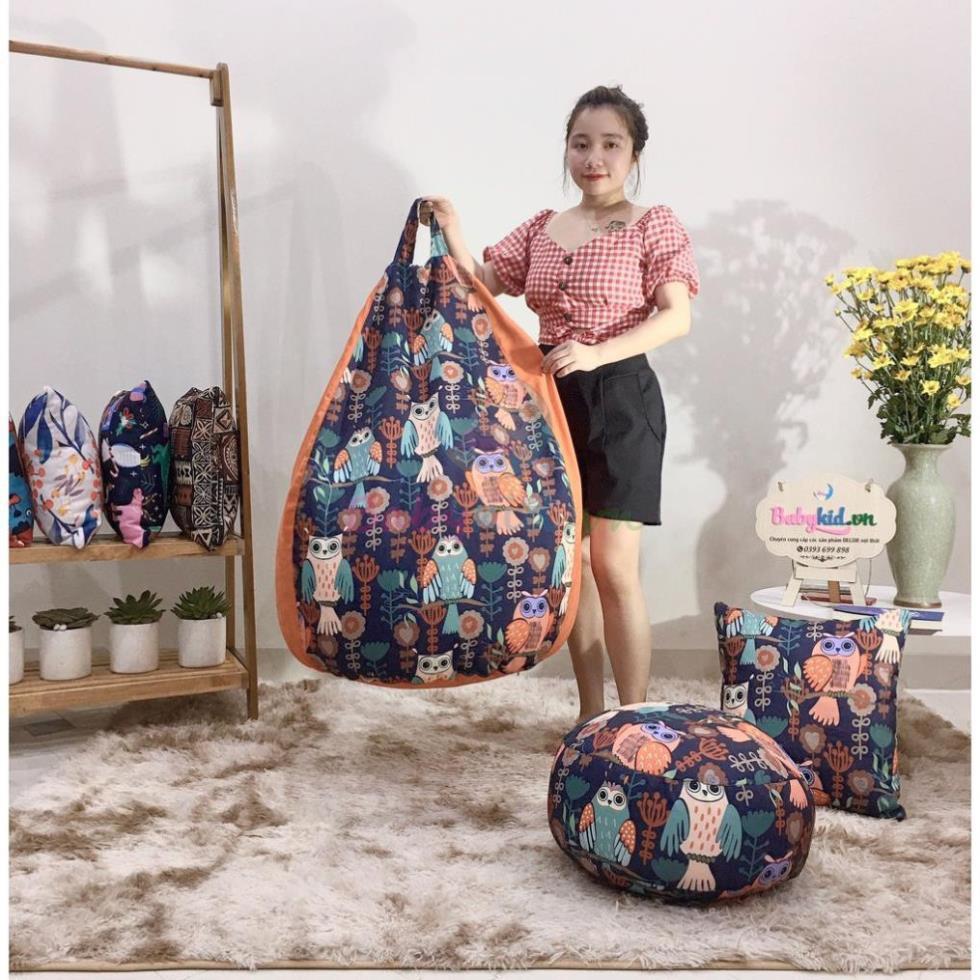 Ghế xốp dáng lê size S, thô hàn cú mix cam da lộn, có xốp