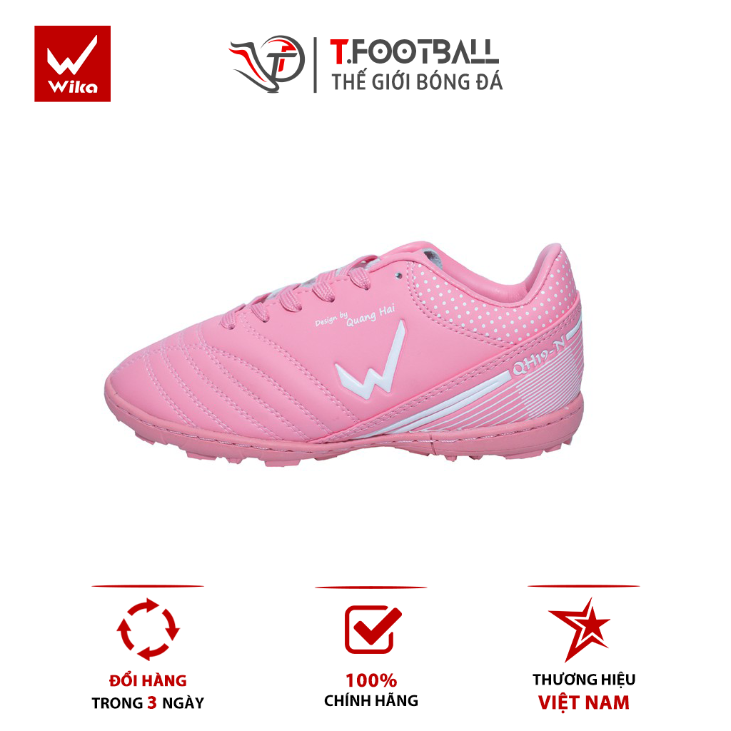 Giày Đá Bóng Trẻ Em WIKA QH19 NEO Chính Hãng KID Da Microfiber Siêu Mềm Mại – Hồng,34