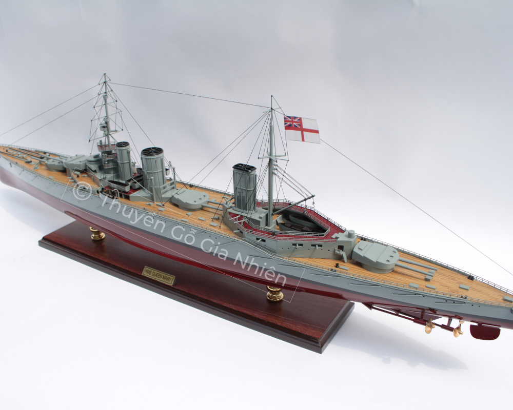 Mô Hình Thuyền Gỗ Trang Trí Phong Thủy Dạng Thuyền Chiến HMS QUEEN MARY Chính Hãng, Hàng Xuất Khẩu Chất Lượng Cao