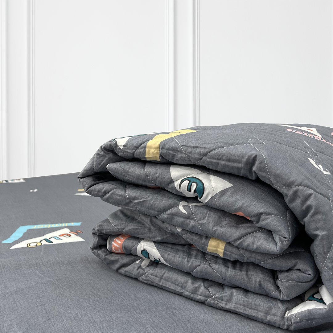Bộ Ga Gối 100% Cotton Thuần Việt - Xám COT03