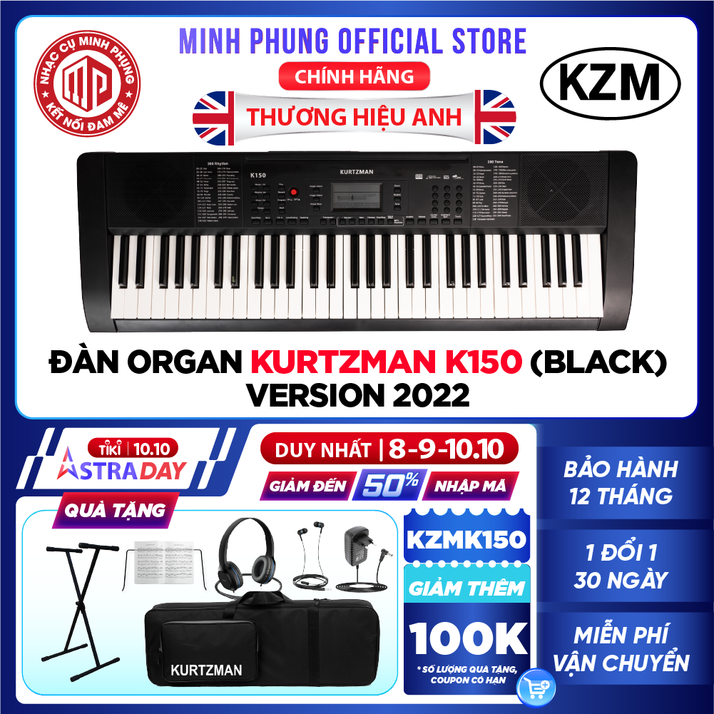 Đàn Organ điện tử/ Portable Keyboard - Kzm Kurtzman K150 - Best keyboard for Beginner - 2 màu lựa chọn - Hàng chính hãng