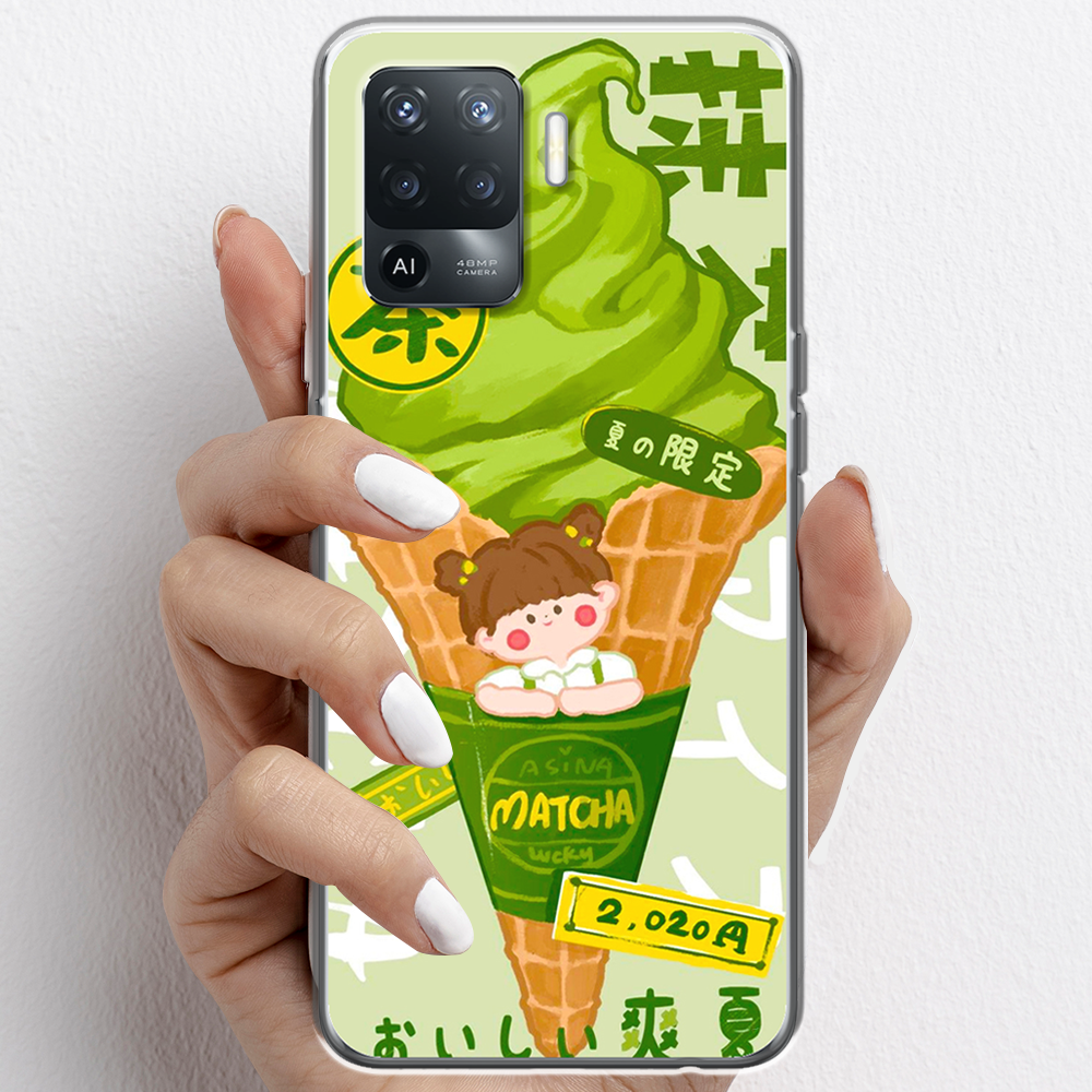 Ốp lưng cho Oppo A54, Oppo A94 nhựa TPU mẫu Kem trà xanh
