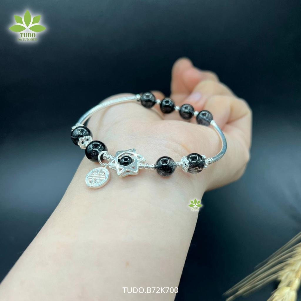 Vòng Tay Nữ Đẹp - Vòng Phong Thủy Mệnh Thủy, Mộc TUDO VCB VCBTATDEN AG925 B72K700 Charm Ngôi Sao