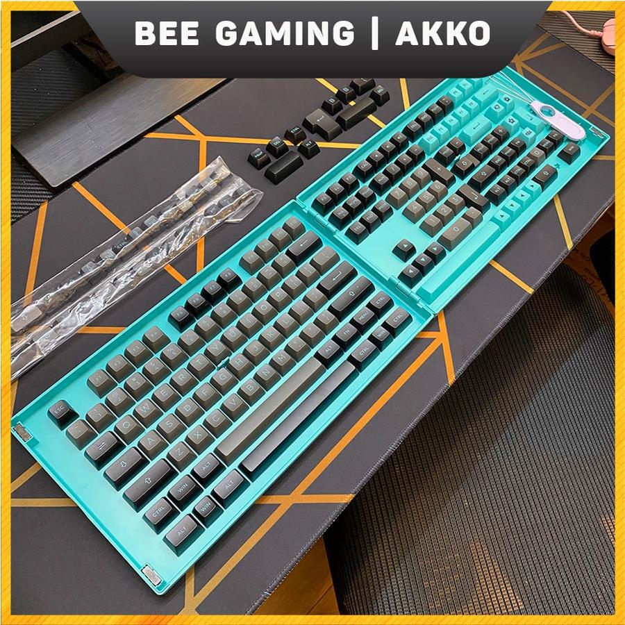 Bộ Keycap chính hãng AKKO - Black &amp; Cyan (PBT Double Shot / ASA Profile / 197 nút)