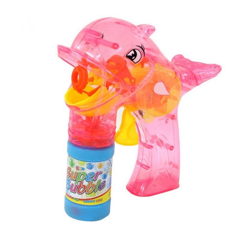 Súng đồ chơi bắn bong bóng xà phòng hình cá heo cho bé(2 lọ xà phòng )