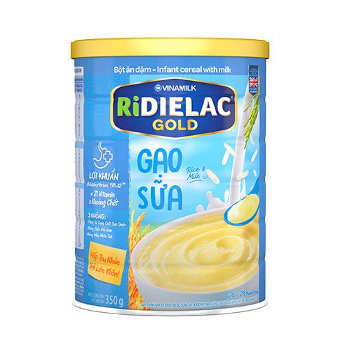 BỘT ĂN DẶM RIDIELAC GOLD GẠO SỮA - HỘP THIẾC 350G