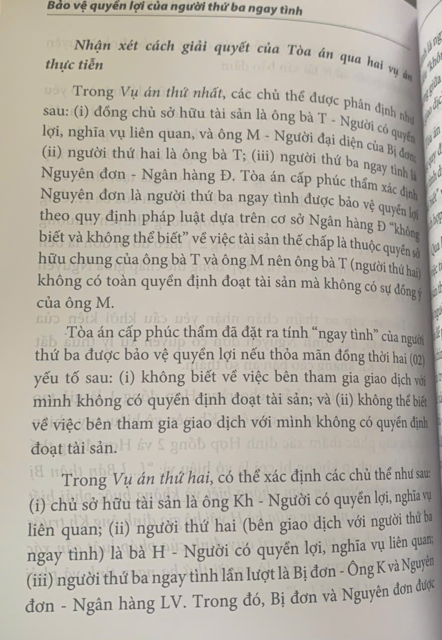 Bảo vệ quyền lợi của người thứ ba ngay tình (sách chuyên khảo)