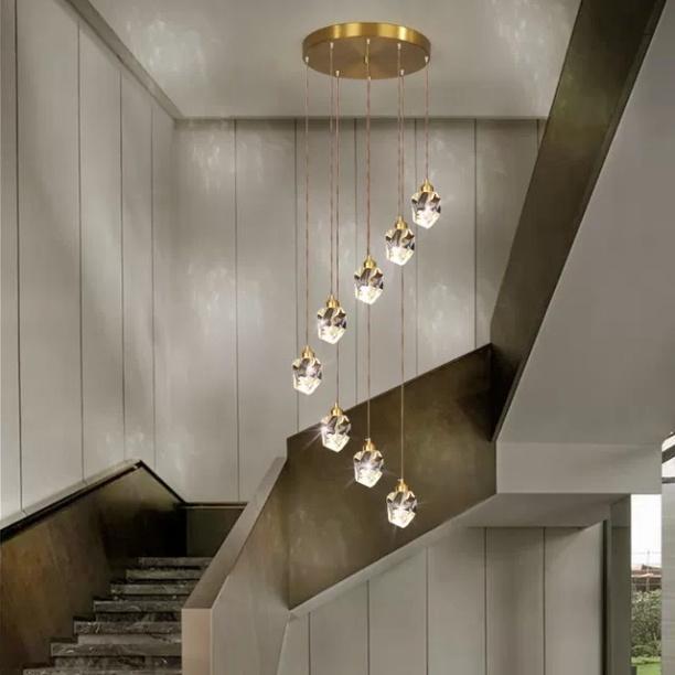 Đèn thả phale giọt nước cho phòng khách, thông tầng, lối bậc thang HTK 027