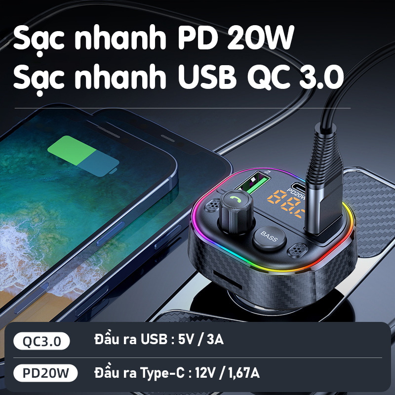 Tẩu sạc ô tô  , tẩu nghe nhạc MP3- D1624