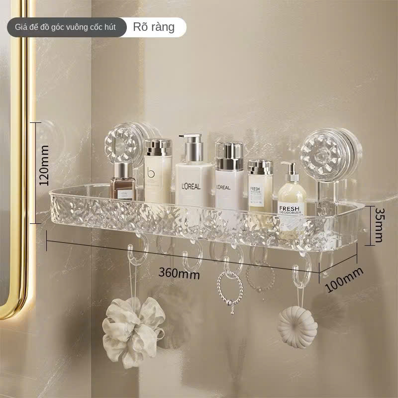 Kệ Để Đồ Phòng Tắm Cốc Hút Chắc Chắn, Chất Liệu PET, Móc Treo Tiện Lợi - HÀNG CHÍNH HÃNG MINIIN