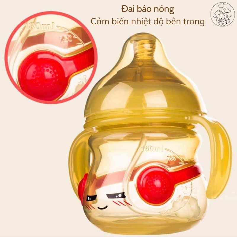 Bình sữa bụng bầu Loluli cảm ứng nhiệt nhựa PPSM kháng khuẩn - 180ml