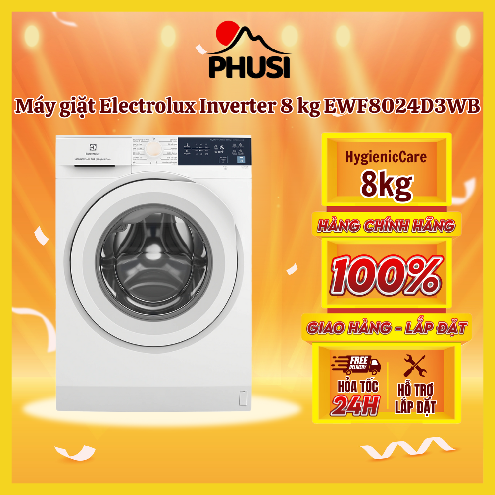 Hình ảnh Máy giặt Electrolux Inverter 8 kg EWF8024D3WB - chỉ giao HCM