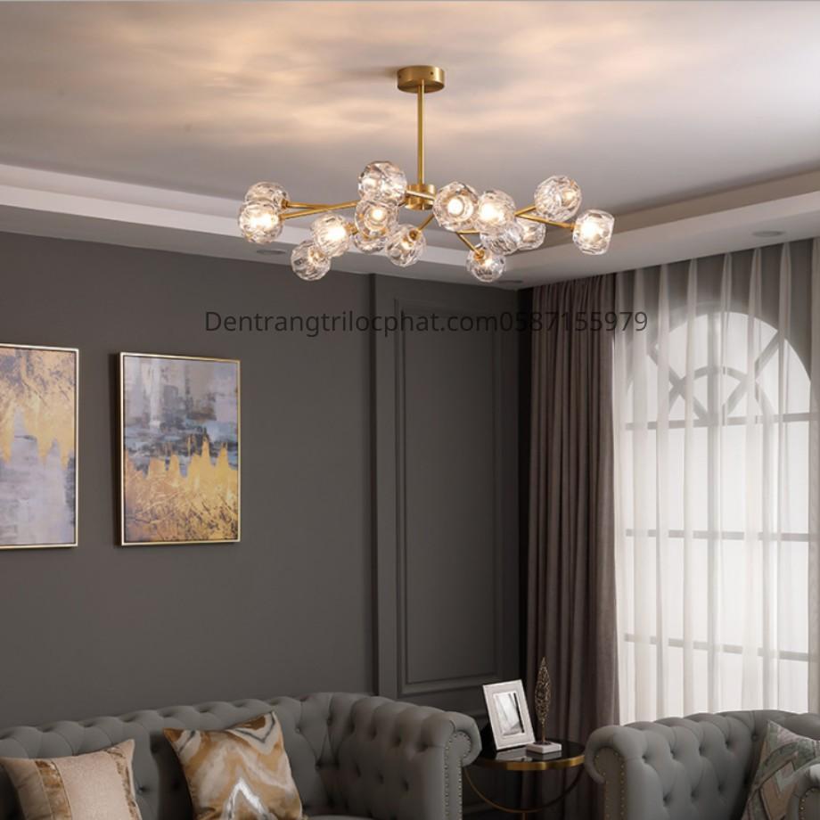 Đèn thả, đèn chùm thả trần pha lê HERA trang trí phòng khách, phòng ngủ hiện đại