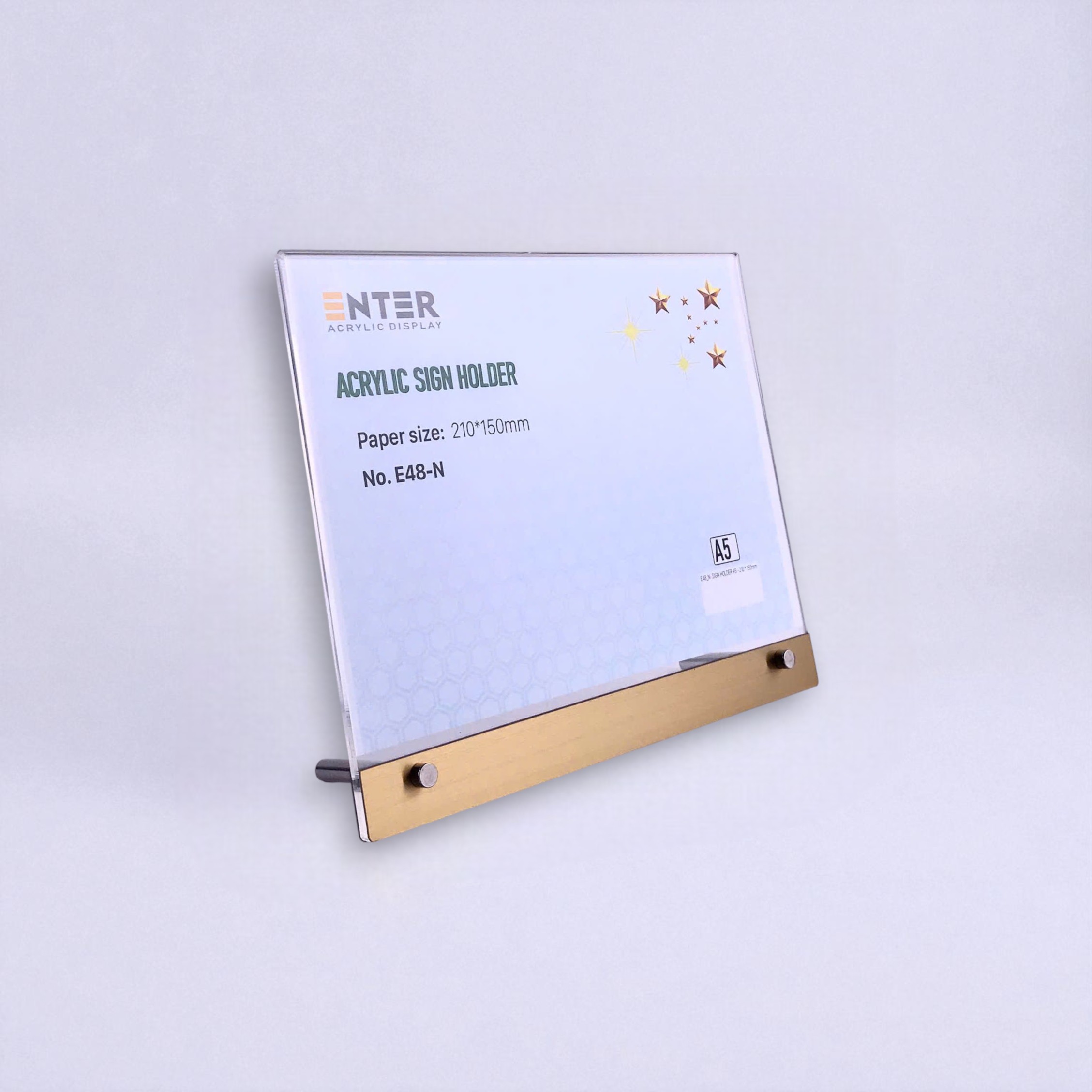 Kệ mica 1 mặt Enter E48-N 210x150mm liên kết bulon A5 ngang