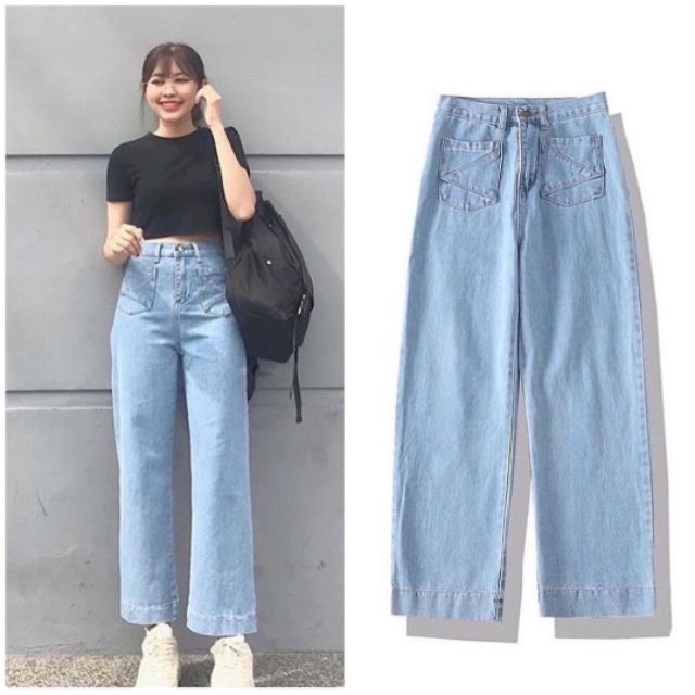 Quần Jeans Nữ Ống Rộng Phối Túi Thời Trang - 269