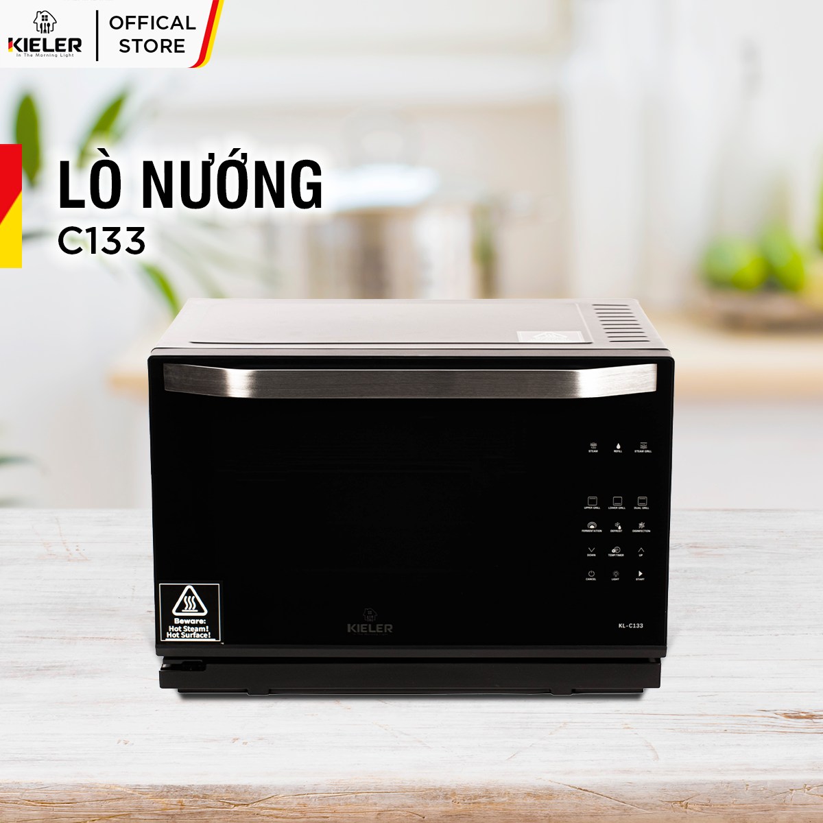 Lò nướng kết hợp chức năng hấp KIELER KL-C133 với 7 chức năng nướng và hấp chuyên dụng - Hàng chính hãng