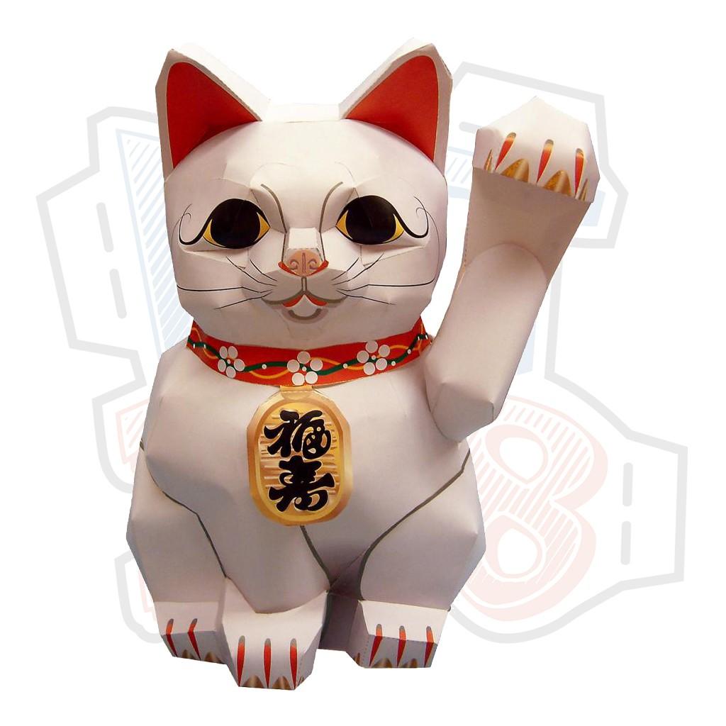 Mô hình giấy mèo may mắn Lucky Cat - Beckoning People