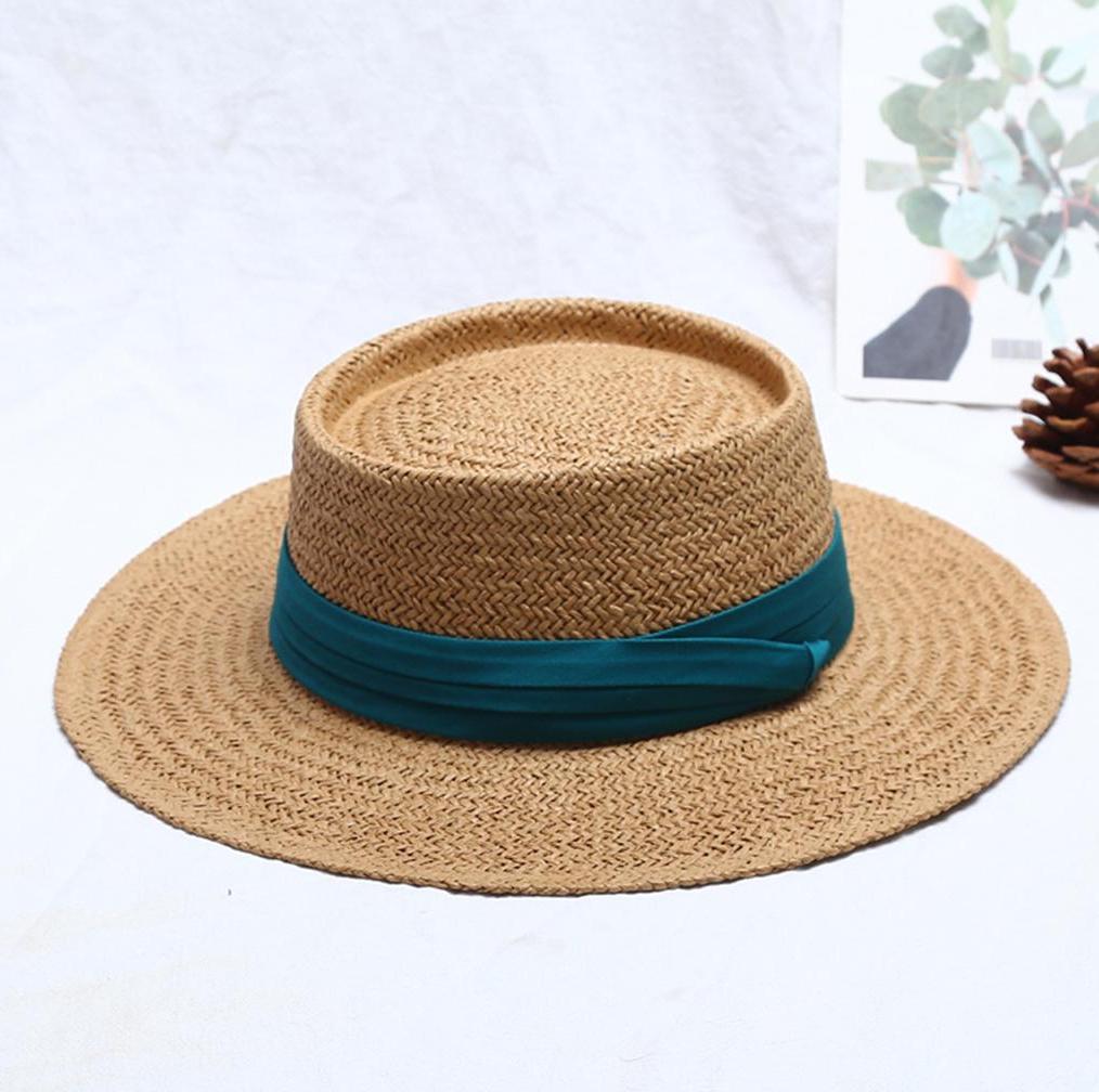 Womens Straw Hat Boater Sun Hat Foldable UV Protection Bucket Fedora Hats Cap