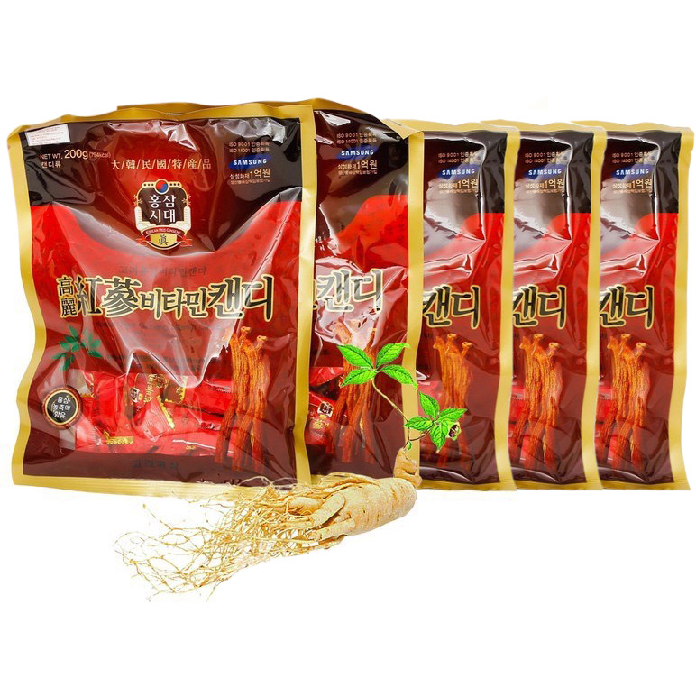 Combo 5 Kẹo hồng sâm Vitamin- Korean Red Ginseng Vitamin Candy (200g/gói)