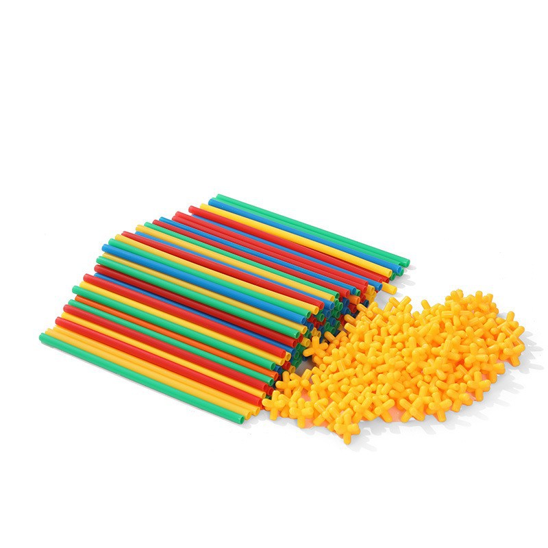 Đồ Chơi Phát Triển Trí Tuệ Sáng Tạo Lắp Ghép Ống Hút Không Gian 4D