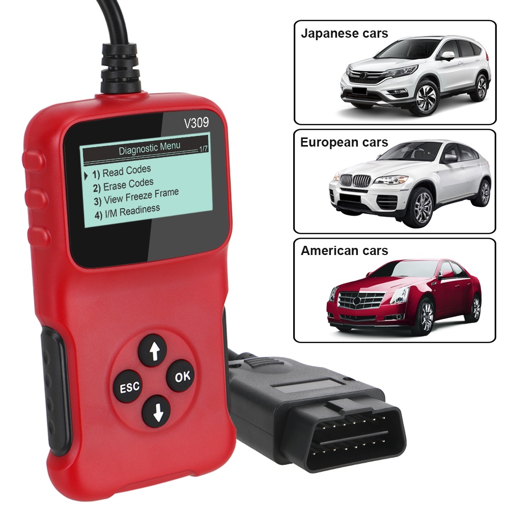 Máy quét mã ô tô OBD2 đa năng, thiết bị đầu đọc chuẩn đoán xóa mã lỗi động cơ xe hơi tự động loại tốt cắm sử dụng trực tiếp