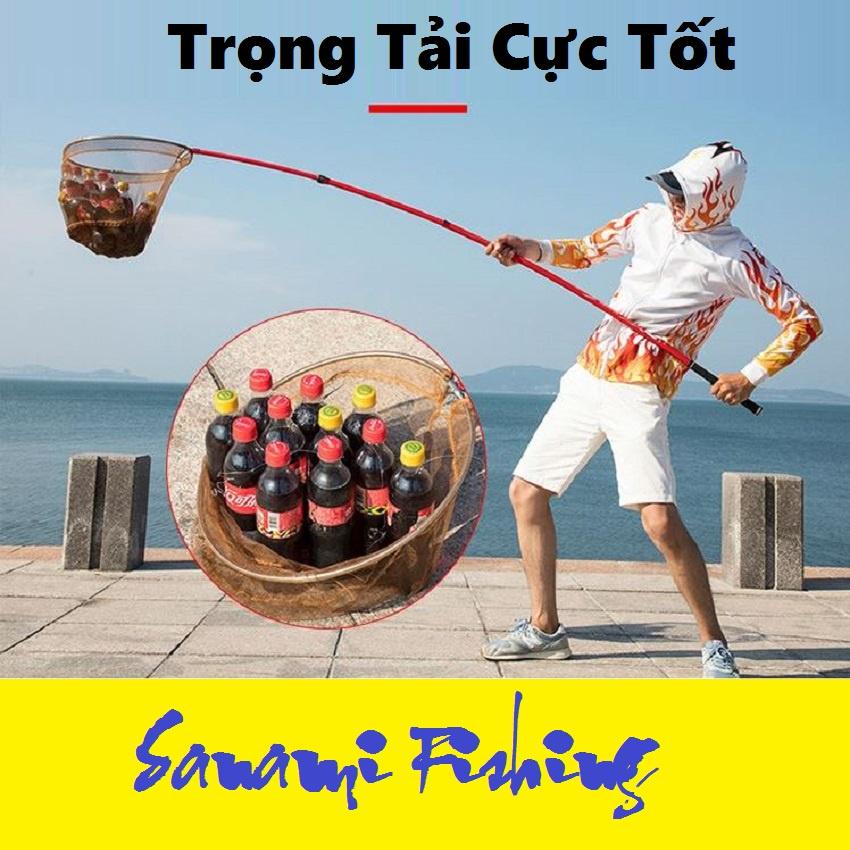 Vợt Vớt Cá Cacbon Cao Cấp Sanami Fishing -Vành tròn gấp gọn chuyên dụng câu đài câu đơn vợt vớt cá, vợt xúc cá