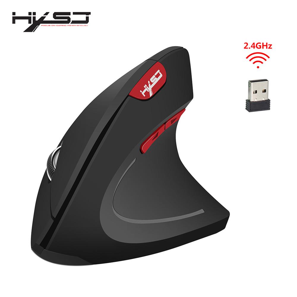 Chuột không dây HXSJ T24 2.4G Chuột công thái học dọc có đầu thu USB Thay thế cho Máy tính xách tay - Xám
