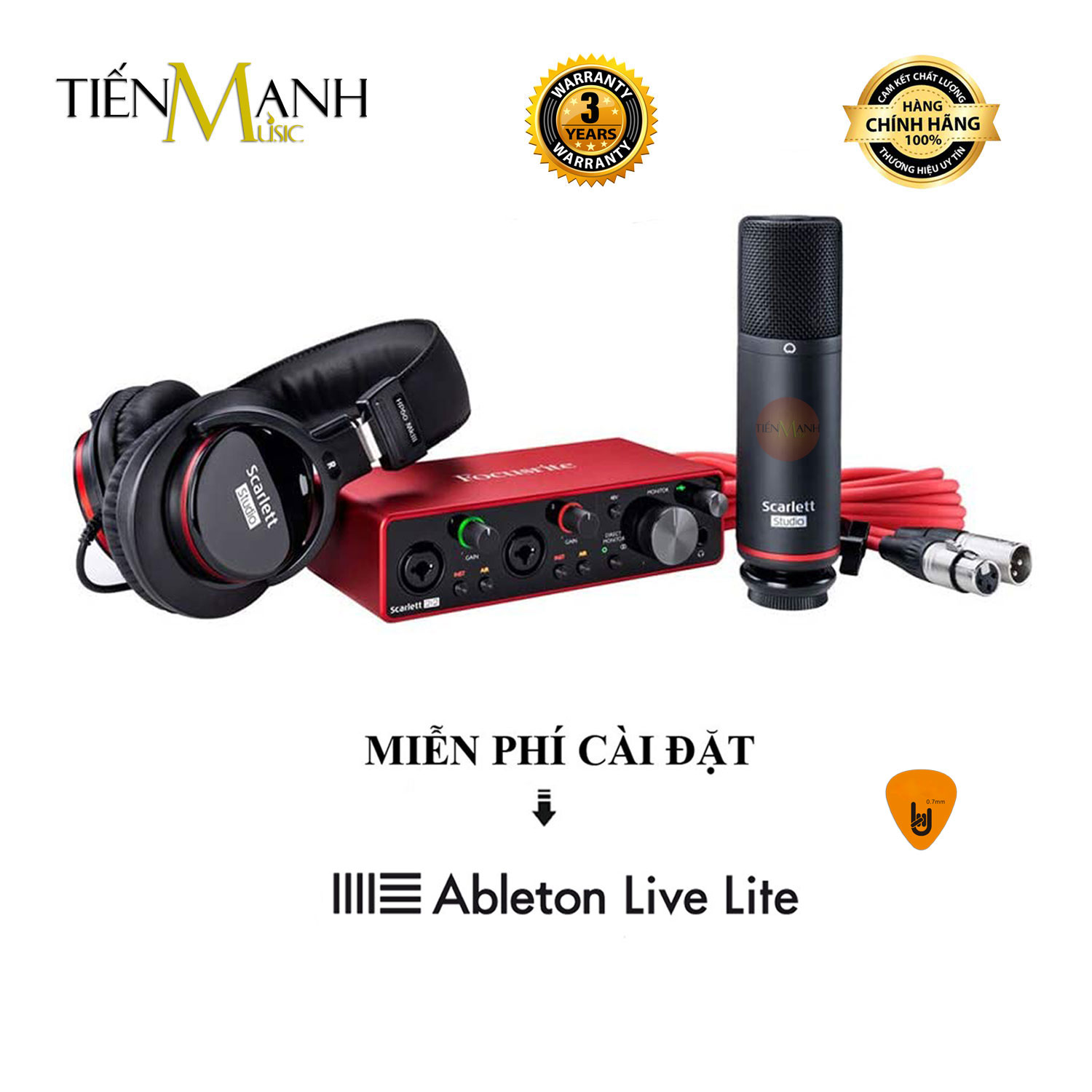 Focusrite Scarlett 2i2 Studio Gen 3 Sound Card Âm Thanh Hàng Chính Hãng - Focus USB Audio Interface SoundCard - Kèm Móng Gẩy DreamMaker
