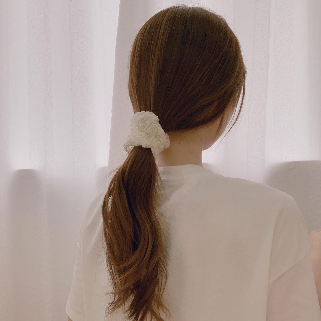 Scrunchies Vải Ren Hoa Thêu Chỉ Nổi