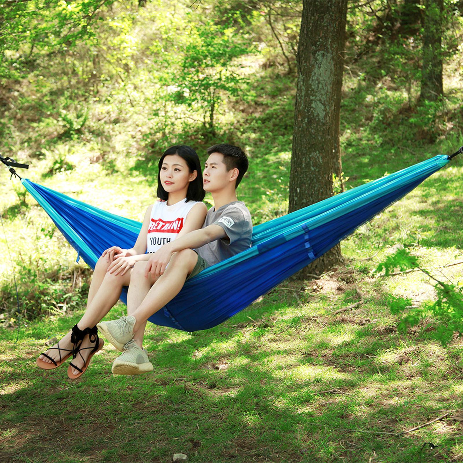 1-2 Person Portable Outdoor Camping Hammock with Mosquito Net High Strength Parachute Fabric Hanging Bed Hunting Sleeping Swing